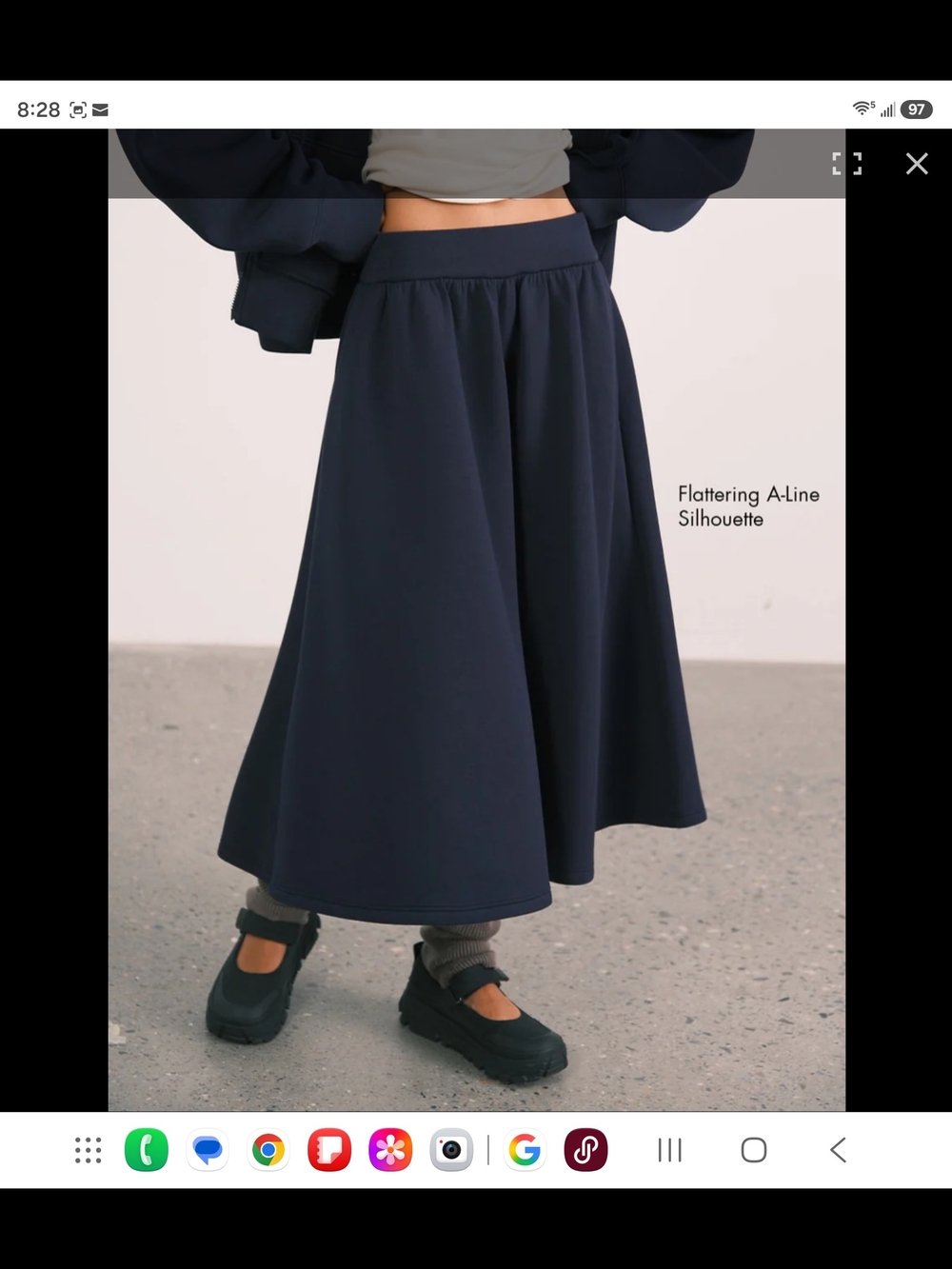A-Line Midi Skirt in Navy Blue